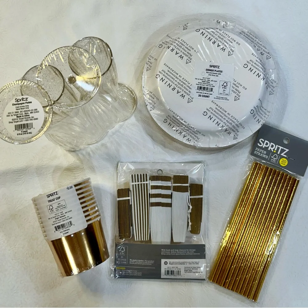 Spritz Gold and White Tableware Lot  Cheers to NYE!
